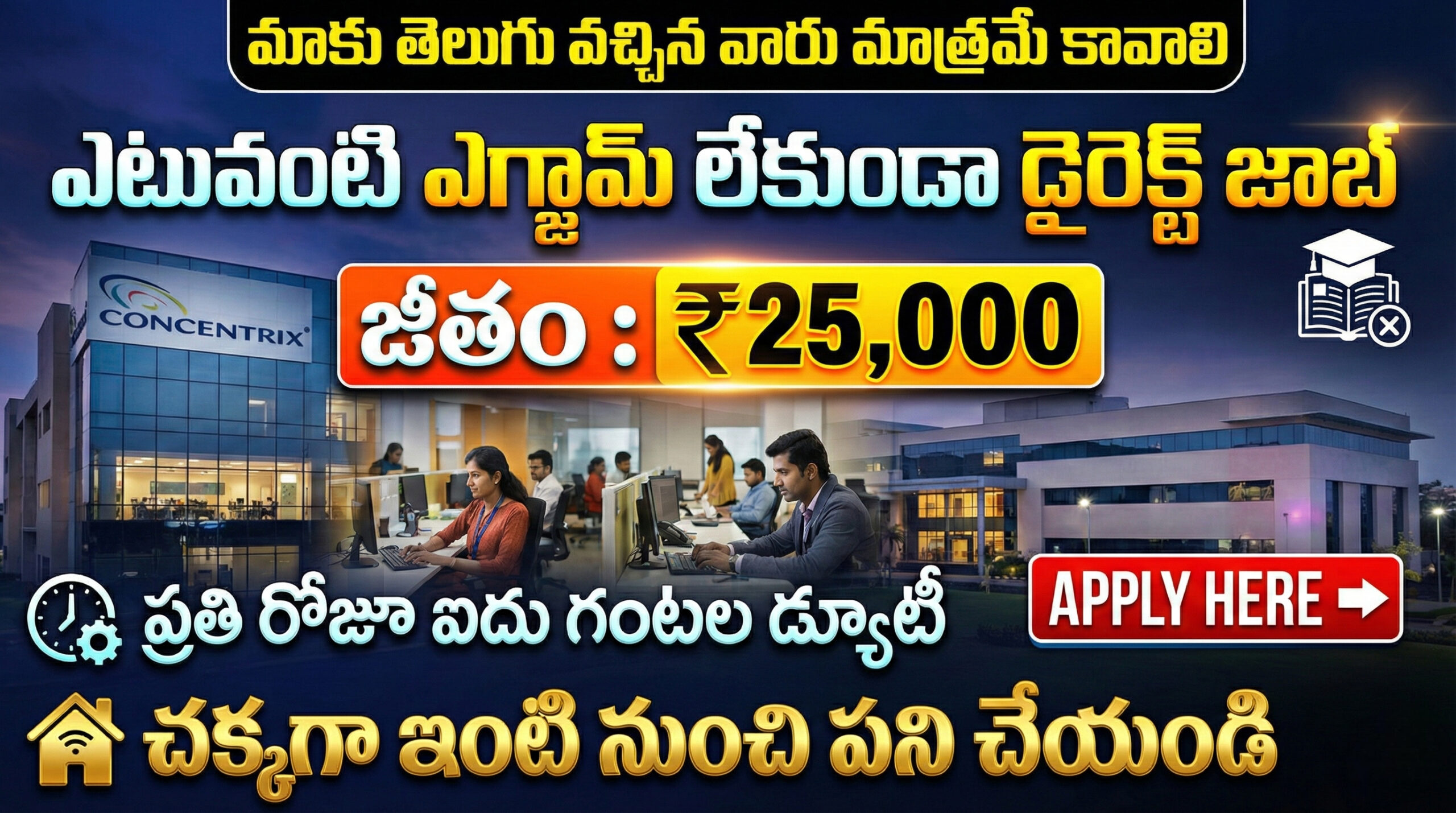 తెలుగు వారికి Concentrix లో Customer Support ఉద్యోగం – Exam లేకుండా, ₹25,000 జీతం