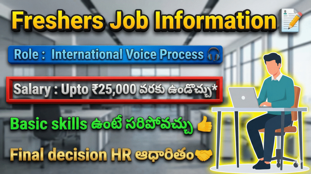 👉 Freshers International Voice Process Jobs | Salary Up to ₹25,000